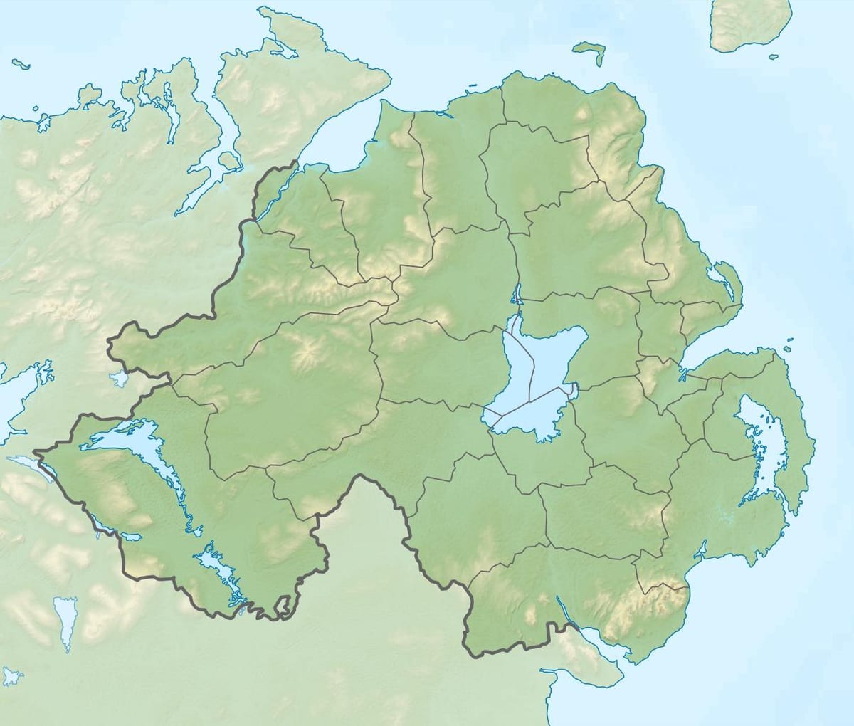 mapa fizički mapu severnoj irskoj