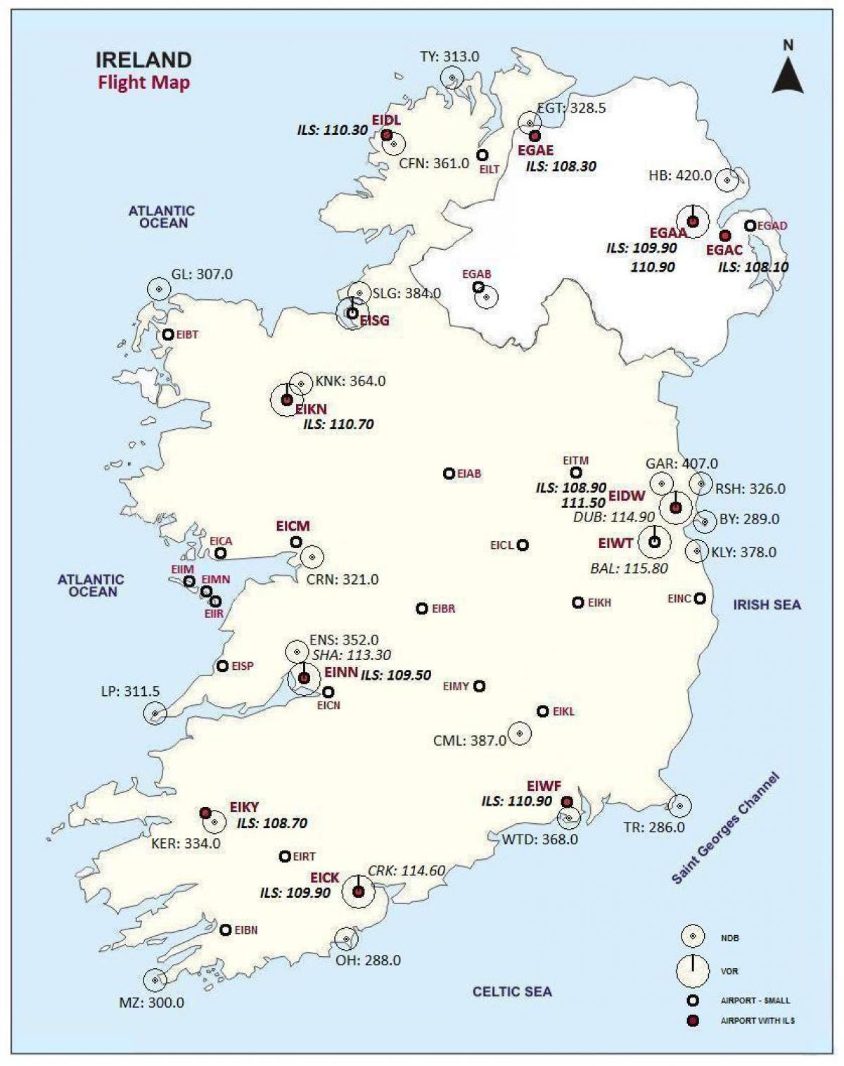 mapa je iz irske pokazuje aerodrome