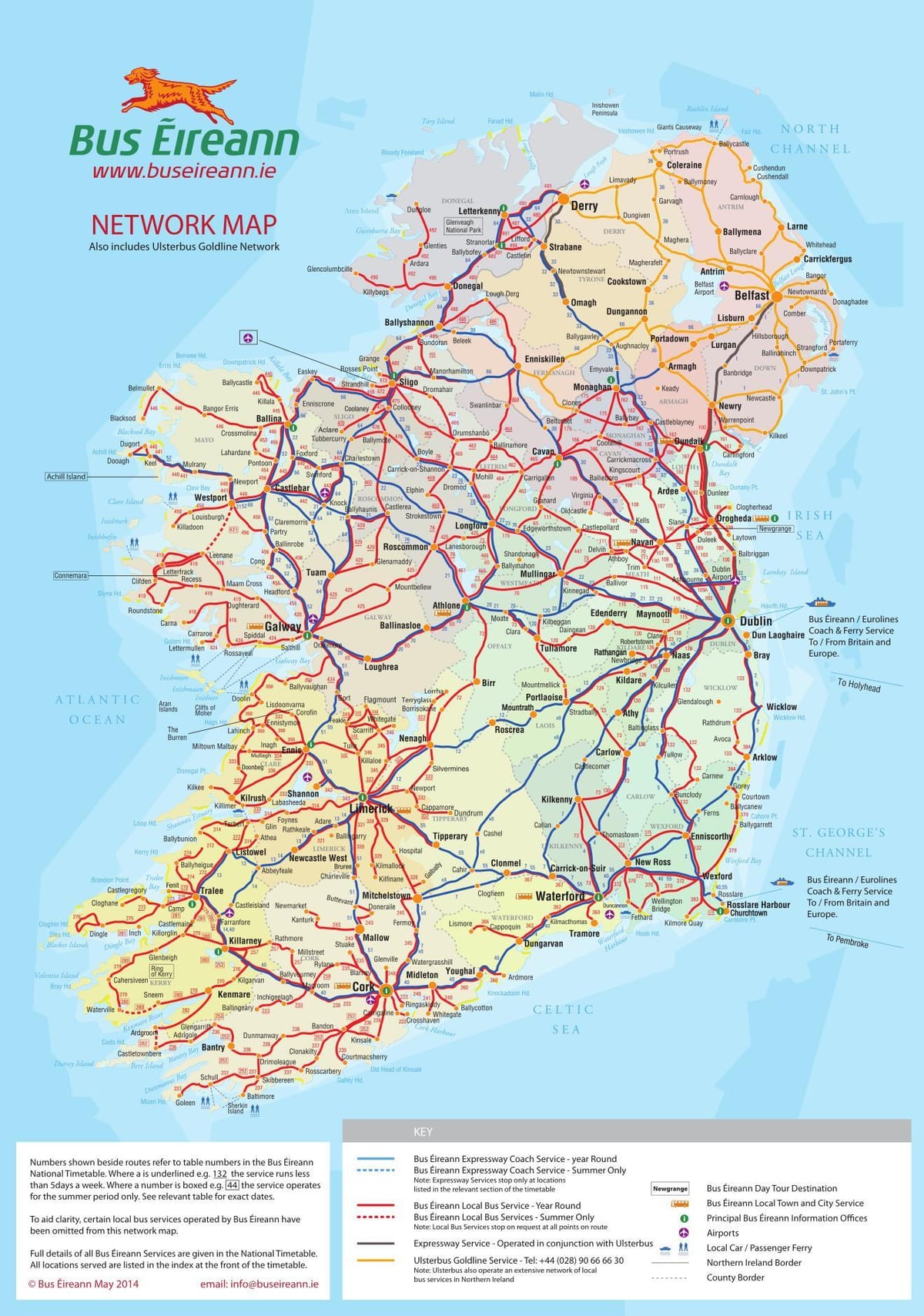 irska autobus mapa puteva