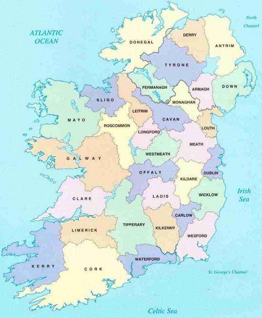 mapa je iz irske b&b