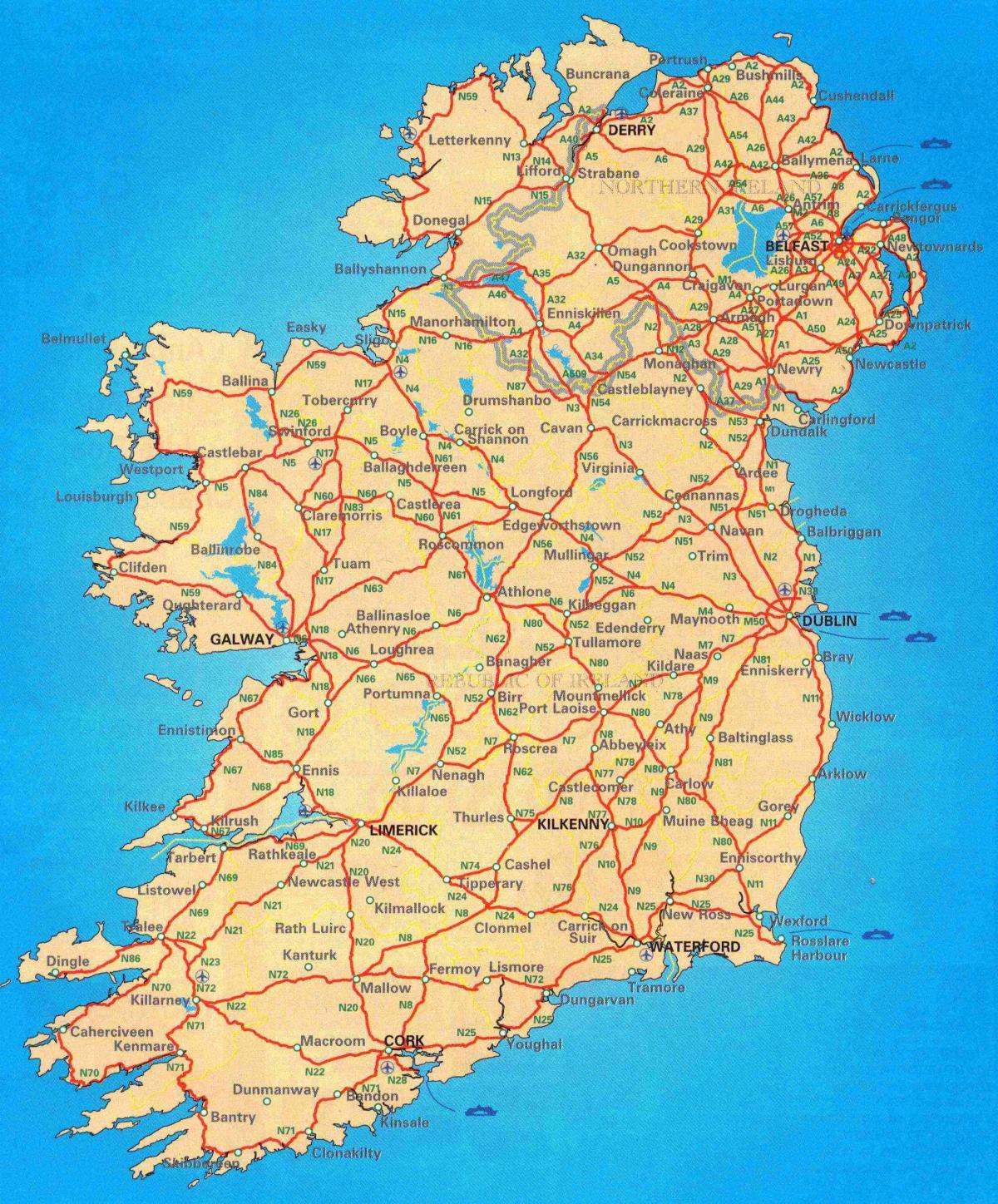 besplatno mapa puteva u irskoj