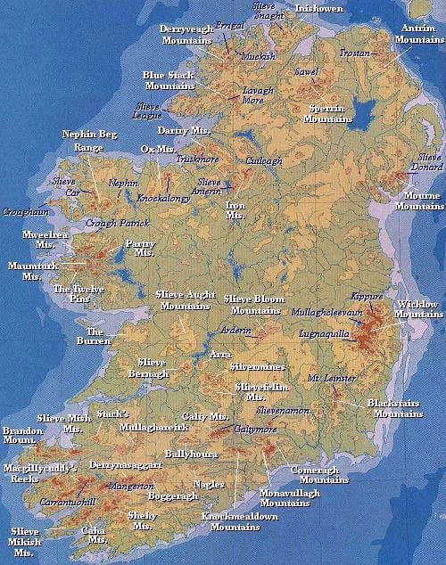 mapa je iz irske planinama 