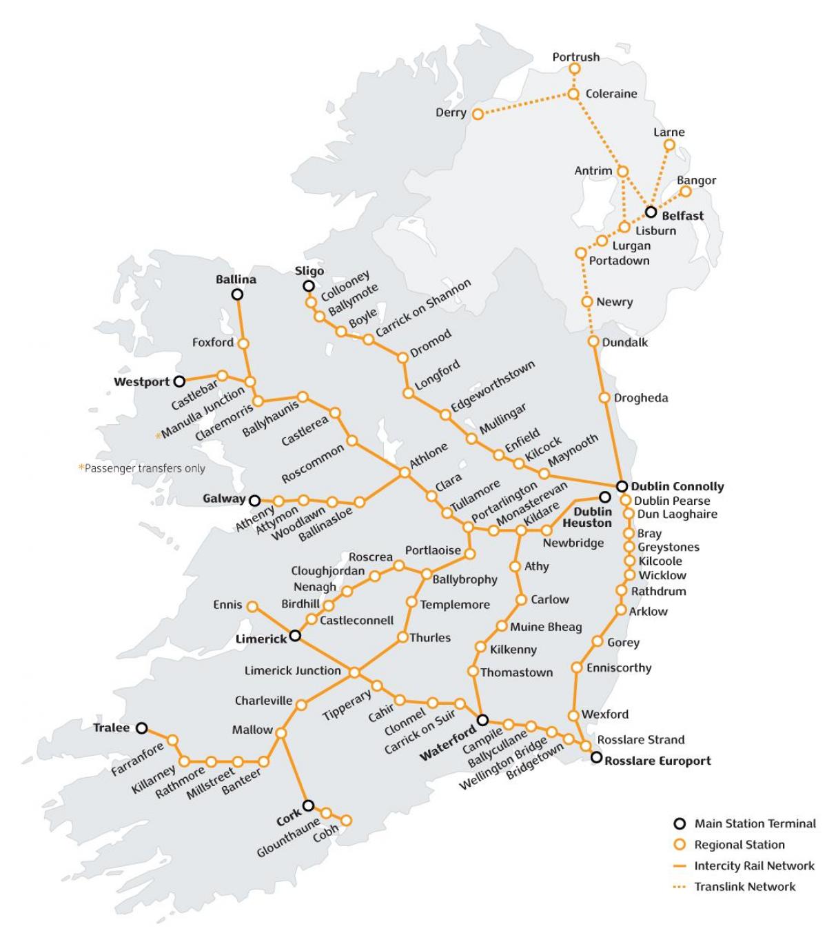 putovanje vlakom u irskoj mapu