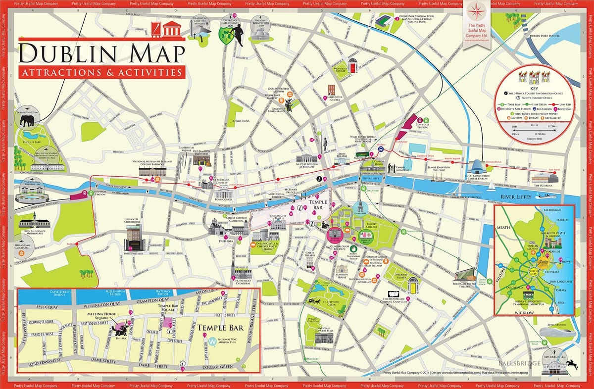 mapa dablin irskoj turističke atrakcije