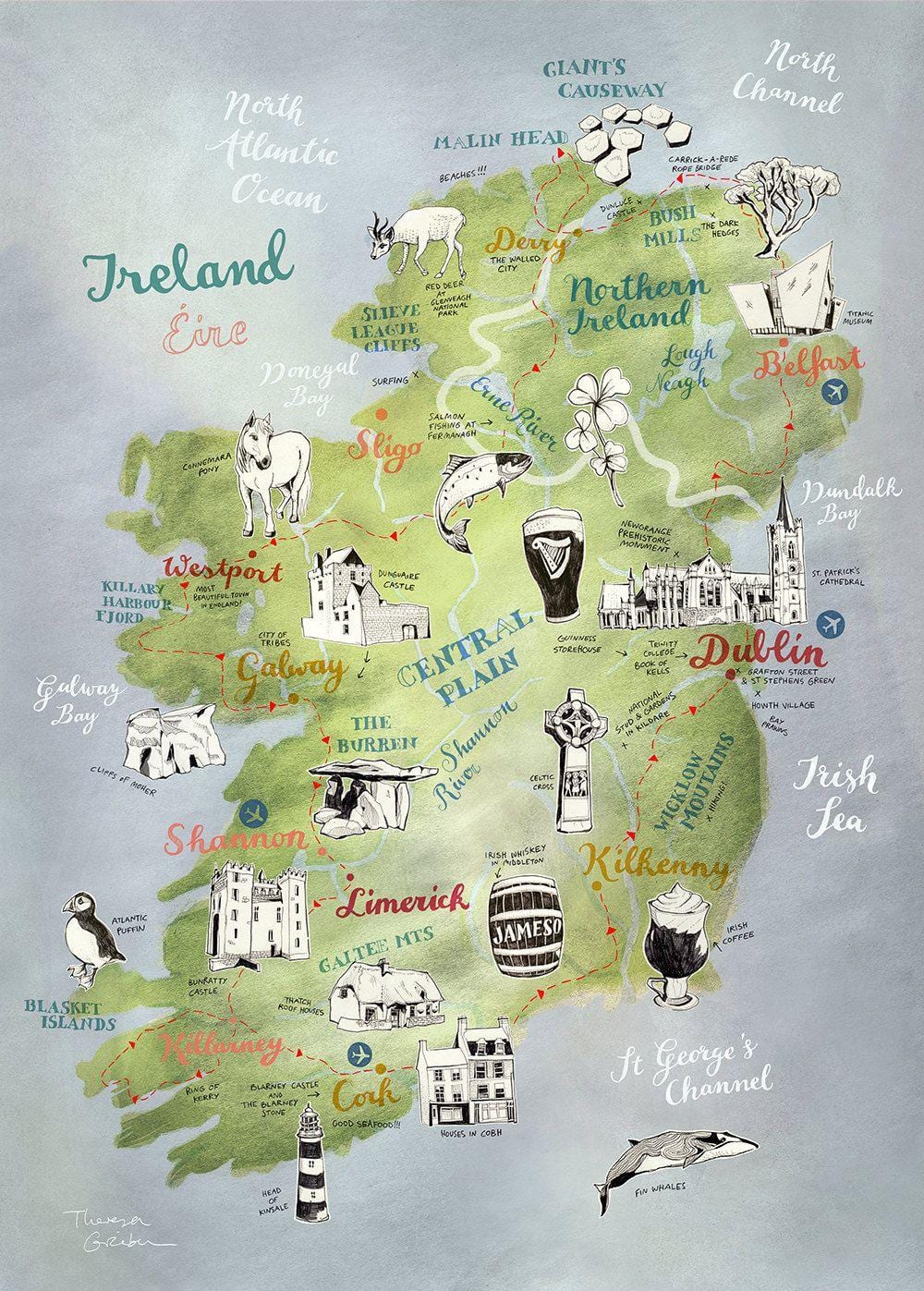 mapa mapu irske poster
