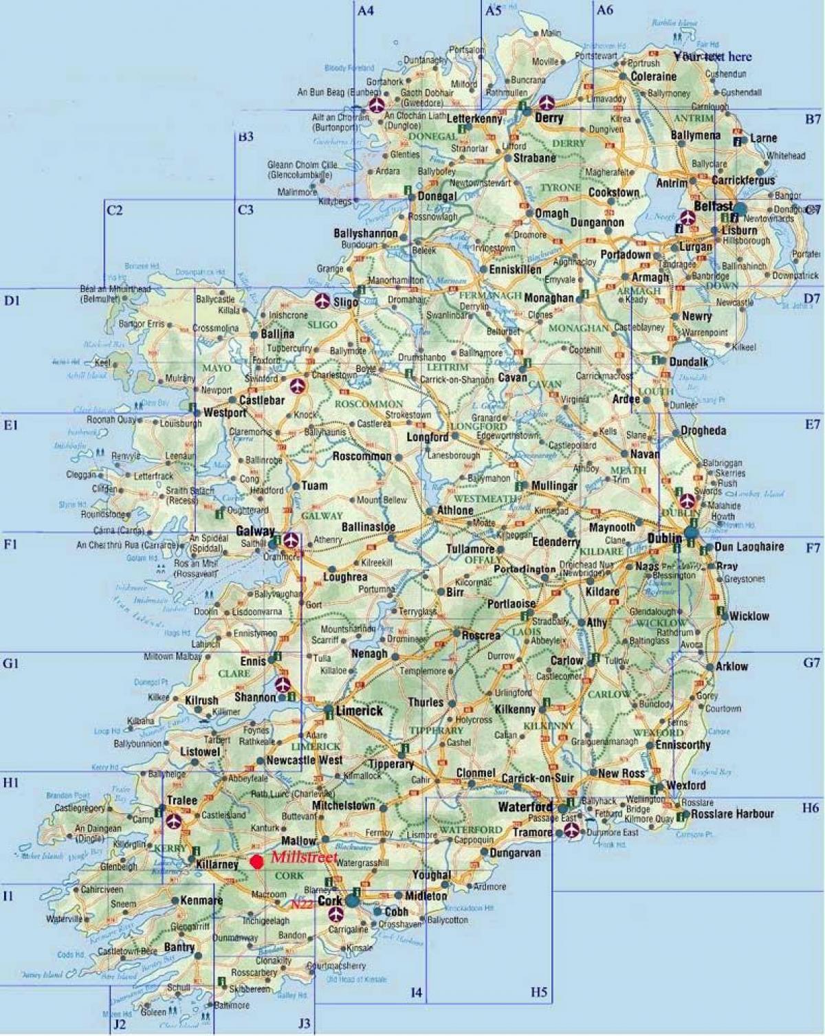 detaljne mapa puteva u irskoj