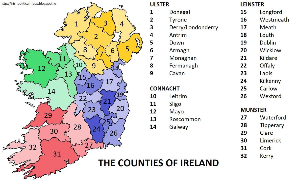 mapa je iz irske pokazuje provincija