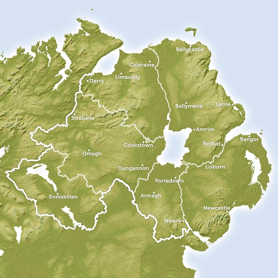 mapi regionalnog mapu severnoj irskoj