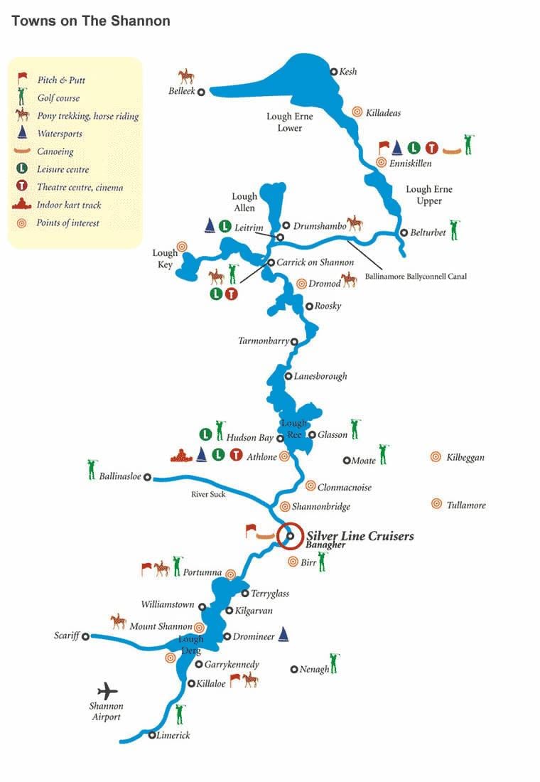 mapa rijeku shannon mapu irskoj