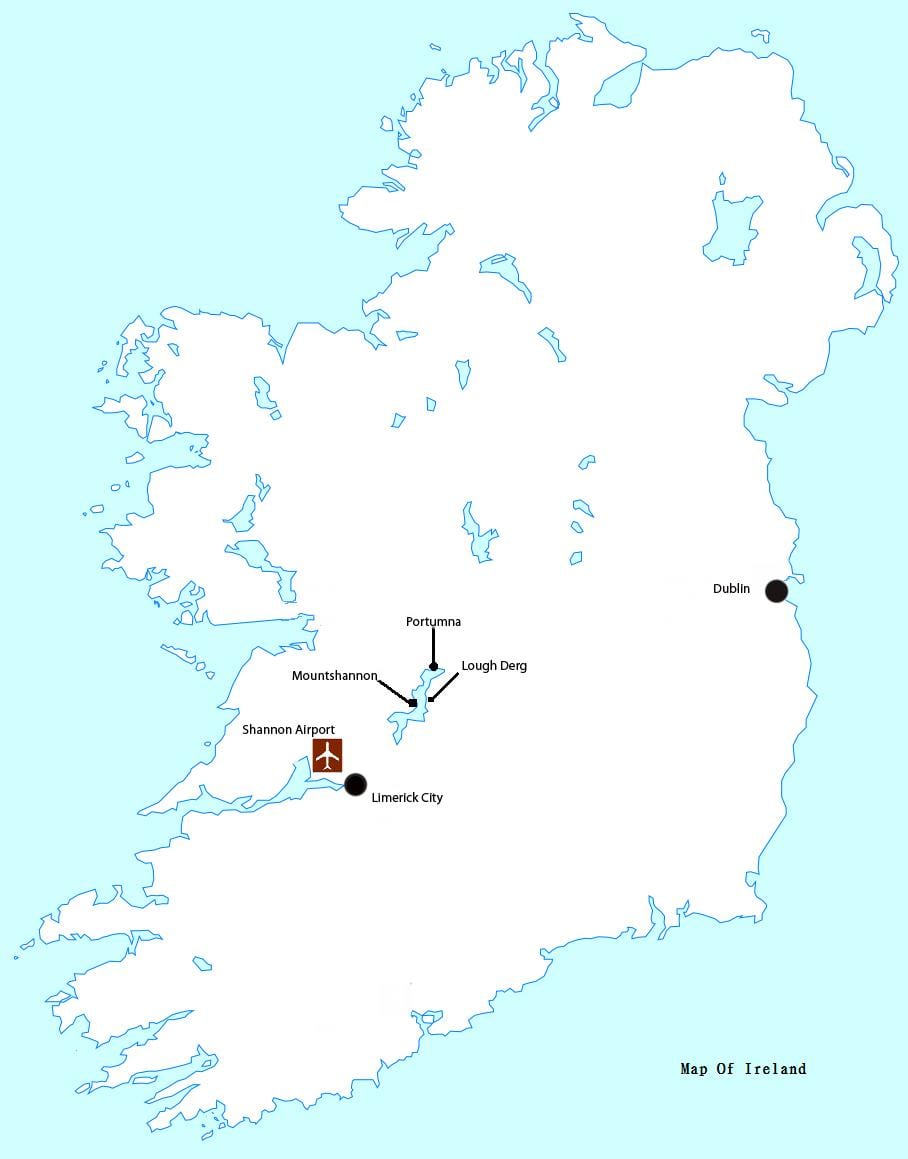 mapa shannon aerodrom irskoj
