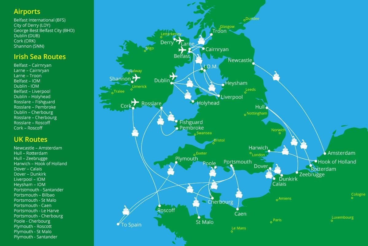 mapa trajekt rute u irsku