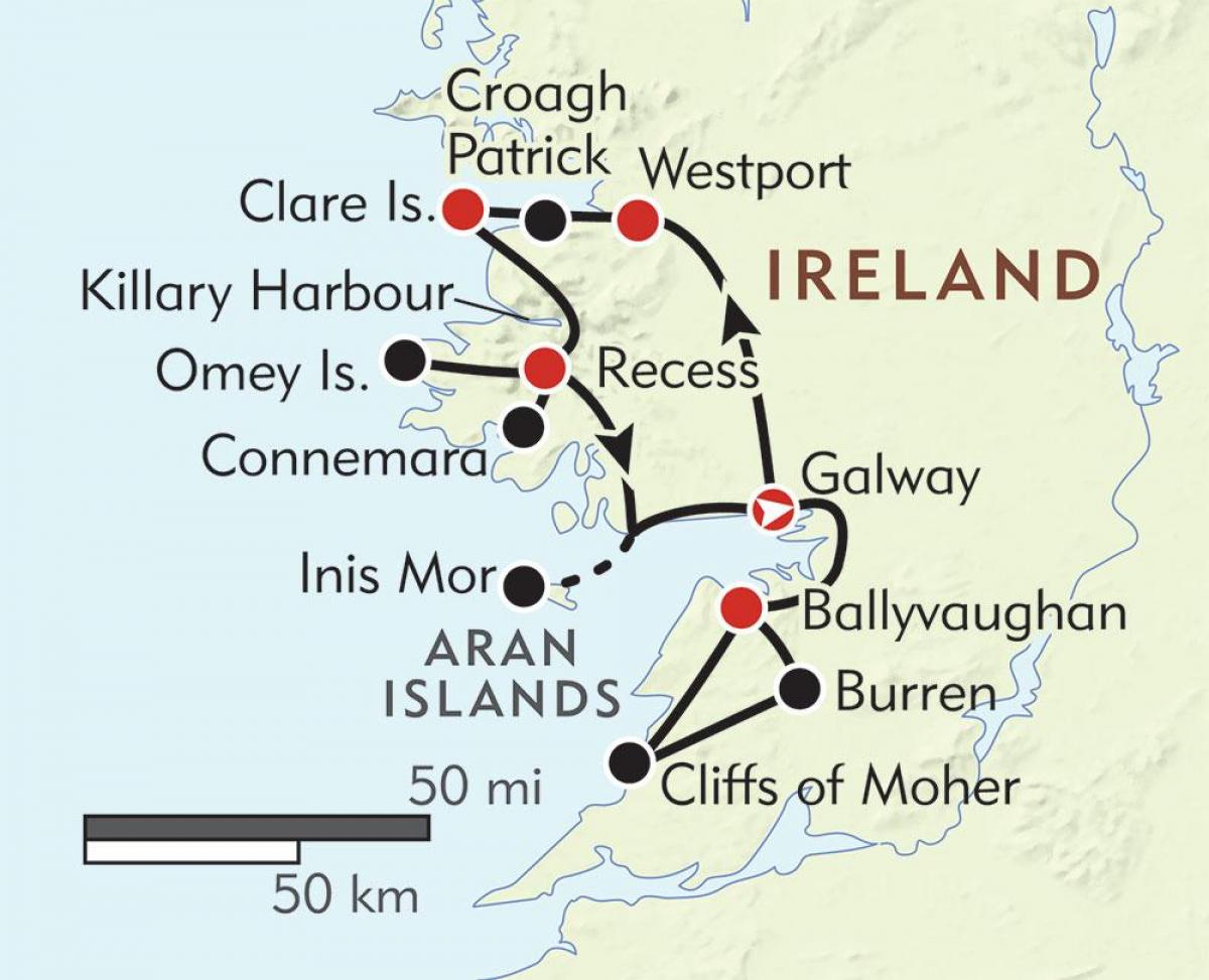 mapa na zapadnoj obali irske 
