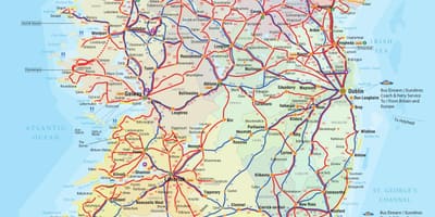 Irska autobus mapa puteva