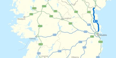 Mapa je iz irske autoputa
