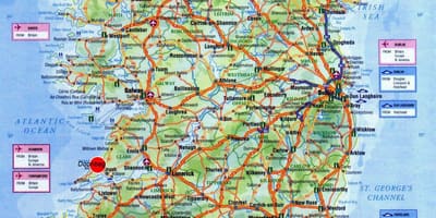 Mapa je iz irske pokazuje turističke atrakcije