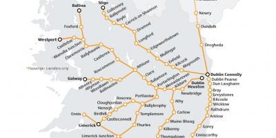 Putovanje vlakom u irskoj mapu