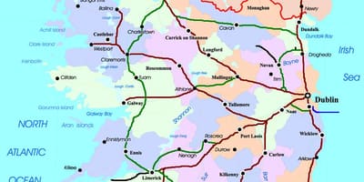 Karta za vlak rute u irskoj