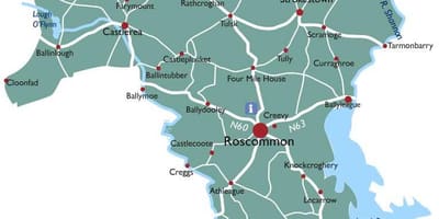 Mapa okruga roscommon irskoj