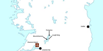 Mapa shannon aerodrom irskoj