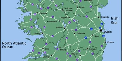 Mapa vozi mapu irske udaljenost